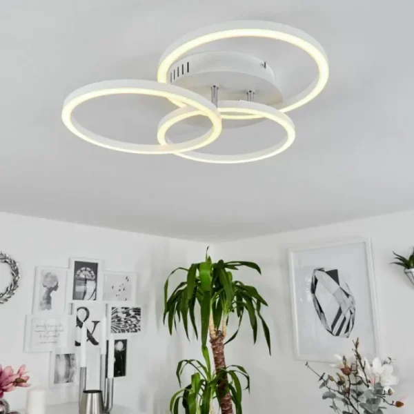 hofstein Plafonnier Xena LED Blanc, 1 lumière, Télécommandes* Lampes Modernes