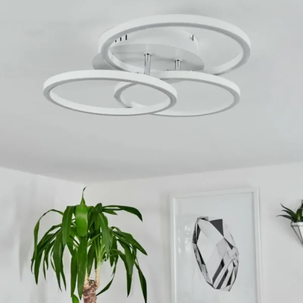 hofstein Plafonnier Xena LED Blanc, 1 lumière, Télécommandes* Lampes Modernes