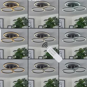 hofstein Plafonnier Xena LED Noir, 1 lumière, Télécommandes* Lampes Modernes