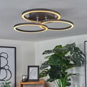 hofstein Plafonnier Xena LED Noir, 1 lumière, Télécommandes* Lampes Modernes