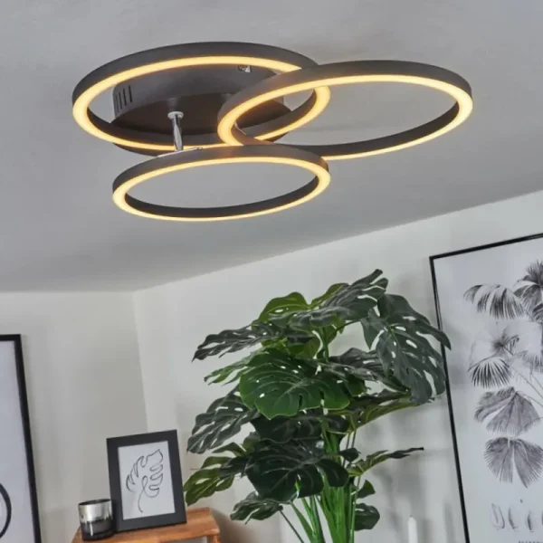 hofstein Plafonnier Xena LED Noir, 1 lumière, Télécommandes* Lampes Modernes