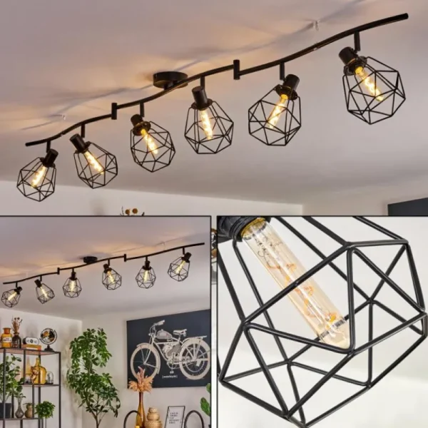 hofstein Plafonnier Yaak Noir, 6 lumières* Lampes Modernes