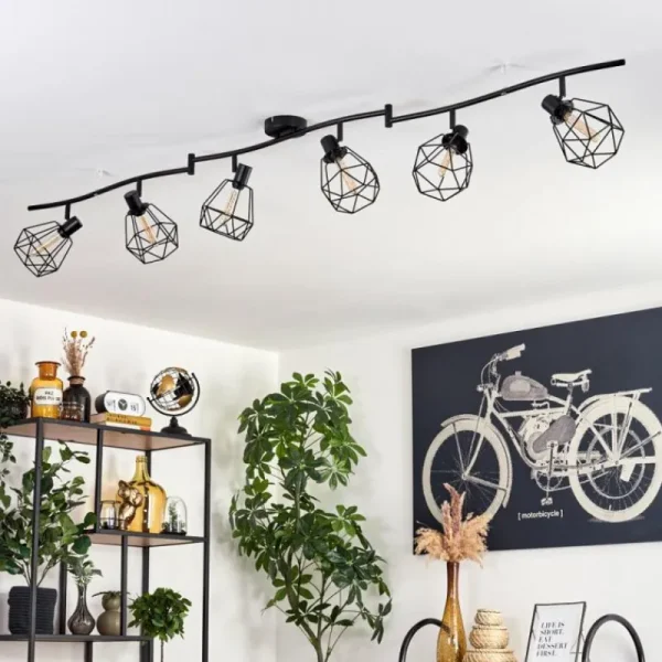 hofstein Plafonnier Yaak Noir, 6 lumières* Lampes Modernes