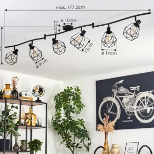hofstein Plafonnier Yaak Noir, 6 lumières* Lampes Modernes