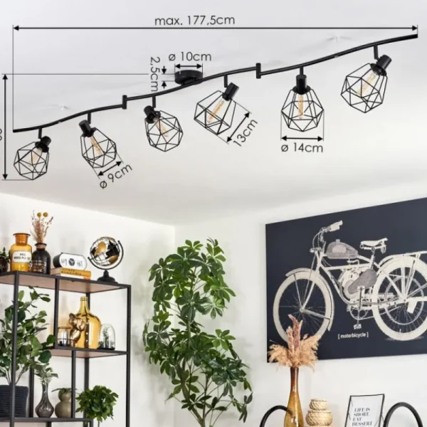 hofstein Plafonnier Yaak Noir, 6 lumières* Lampes Modernes