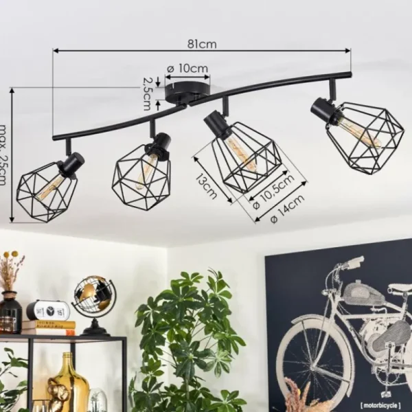 hofstein Plafonnier Yaak Noir, 4 lumières* Lampes Modernes