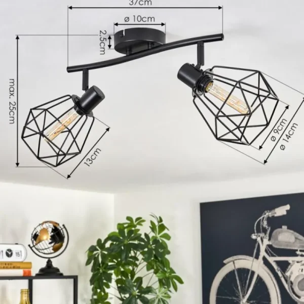 hofstein Plafonnier Yaak Noir, 2 lumières* Lampes Modernes