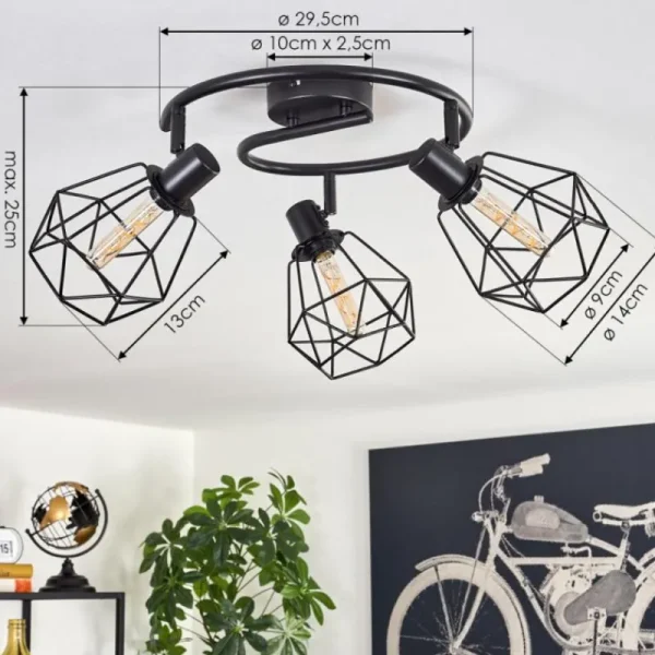 hofstein Plafonnier Yaak Noir, 3 lumières* Lampes Modernes