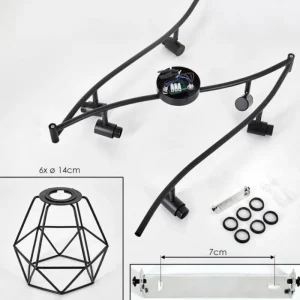 hofstein Plafonnier Yaak Noir, 6 lumières* Lampes Modernes