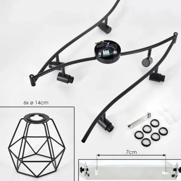 hofstein Plafonnier Yaak Noir, 6 lumières* Lampes Modernes