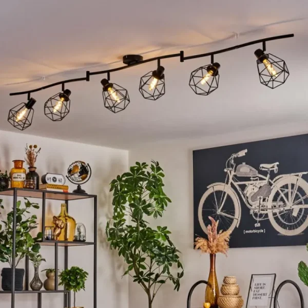 hofstein Plafonnier Yaak Noir, 6 lumières* Lampes Modernes