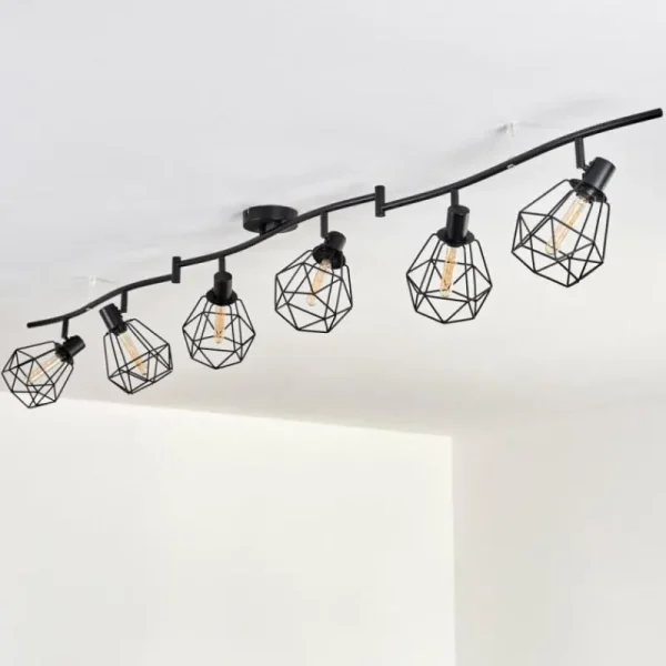 hofstein Plafonnier Yaak Noir, 6 lumières* Lampes Modernes