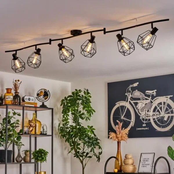 hofstein Plafonnier Yaak Noir, 6 lumières* Lampes Modernes