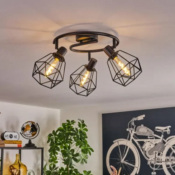 hofstein Plafonnier Yaak Noir, 3 lumières* Lampes Modernes
