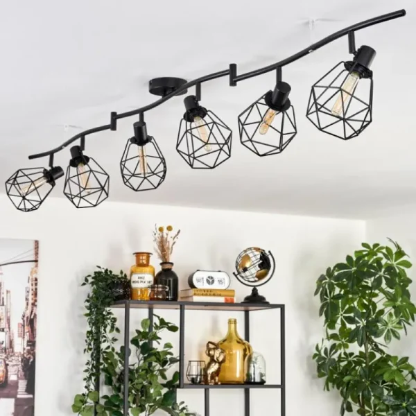 hofstein Plafonnier Yaak Noir, 6 lumières* Lampes Modernes