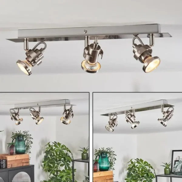 hofstein Plafonnier Yometchen LED Nickel mat, 3 lumières* Lampes Modernes