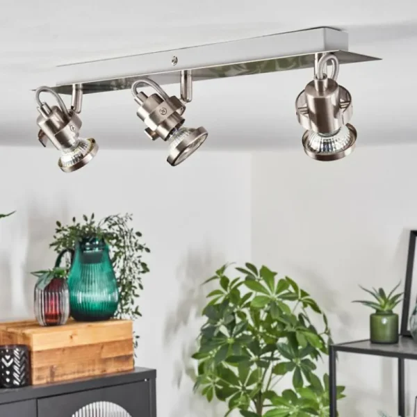 hofstein Plafonnier Yometchen LED Nickel mat, 3 lumières* Lampes Modernes