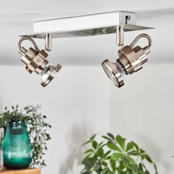 hofstein Plafonnier Yometchen LED Nickel mat, 2 lumières* Lampes Modernes