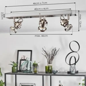 hofstein Plafonnier Yometchen LED Nickel mat, 3 lumières* Lampes Modernes