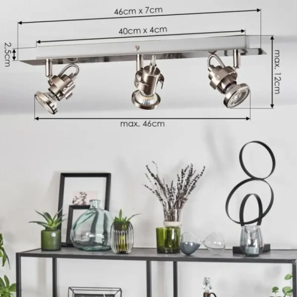 hofstein Plafonnier Yometchen LED Nickel mat, 3 lumières* Lampes Modernes