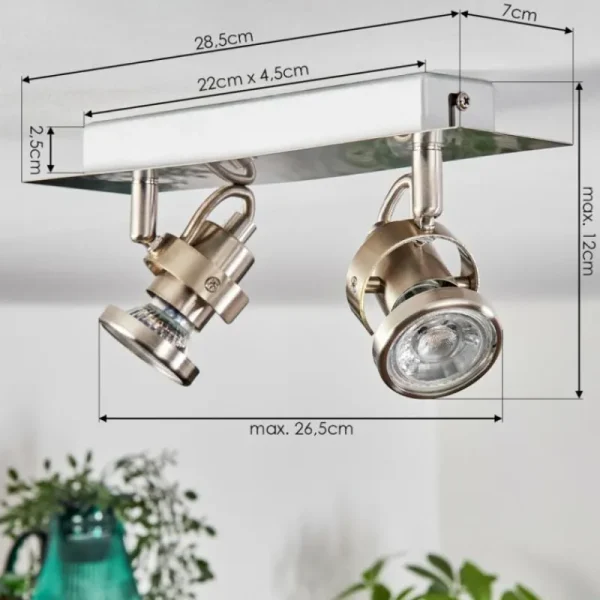 hofstein Plafonnier Yometchen LED Nickel mat, 2 lumières* Lampes Modernes