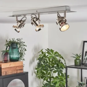 hofstein Plafonnier Yometchen LED Nickel mat, 3 lumières* Lampes Modernes