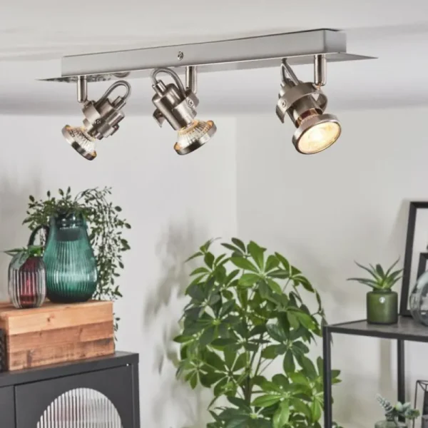 hofstein Plafonnier Yometchen LED Nickel mat, 3 lumières* Lampes Modernes