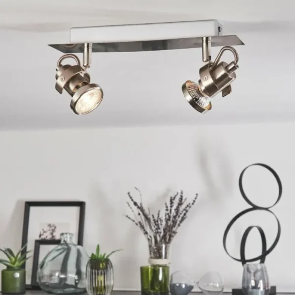 hofstein Plafonnier Yometchen LED Nickel mat, 2 lumières* Lampes Modernes