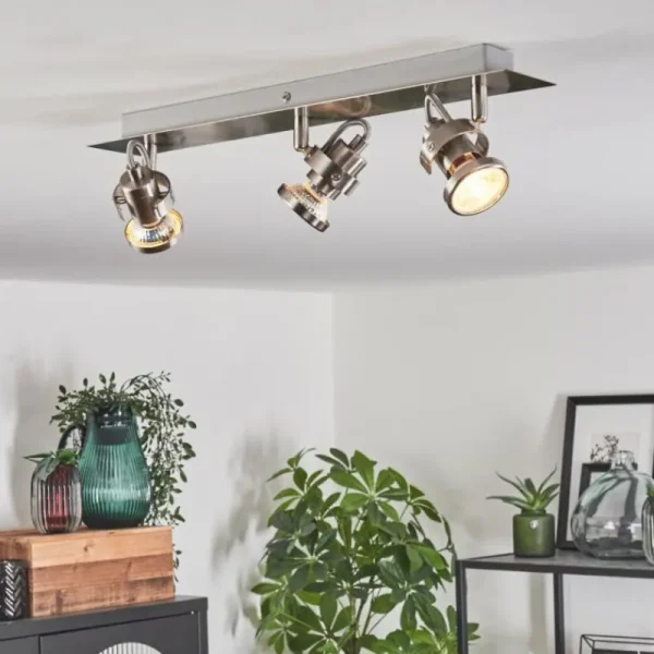 hofstein Plafonnier Yometchen LED Nickel mat, 3 lumières* Lampes Modernes