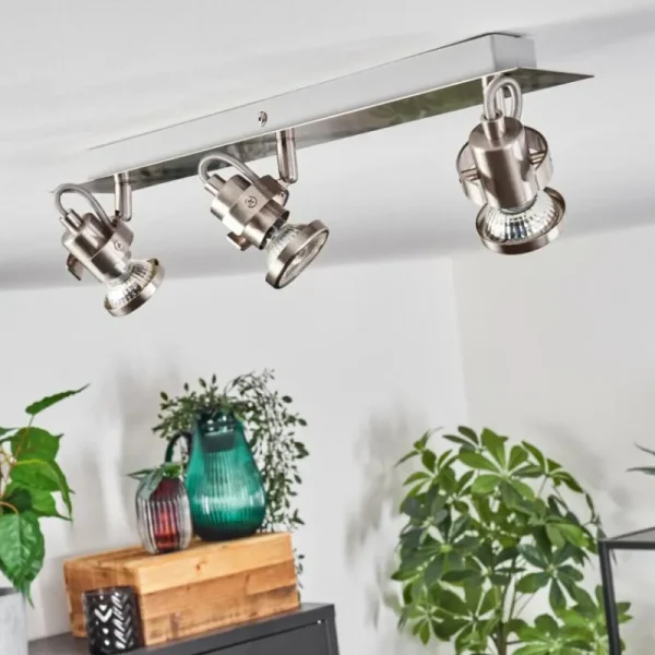hofstein Plafonnier Yometchen LED Nickel mat, 3 lumières* Lampes Modernes