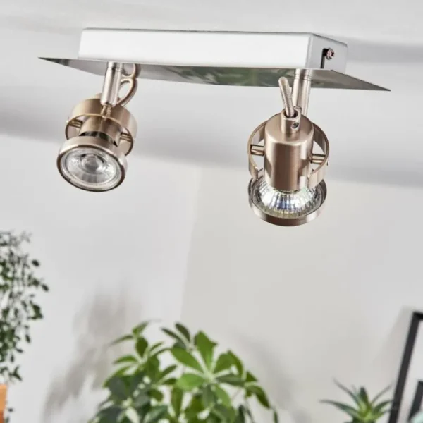 hofstein Plafonnier Yometchen LED Nickel mat, 2 lumières* Lampes Modernes