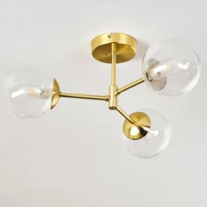 hofstein Plafonnier Yucao Or, 3 lumières* Lampes En Verre