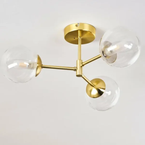 hofstein Plafonnier Yucao Or, 3 lumières* Lampes En Verre