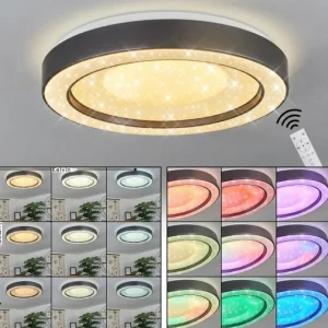 hofstein Plafonnier Zeballos LED Blanc, 1 lumière, Télécommandes, Changeur de couleurs* Lampes Modernes