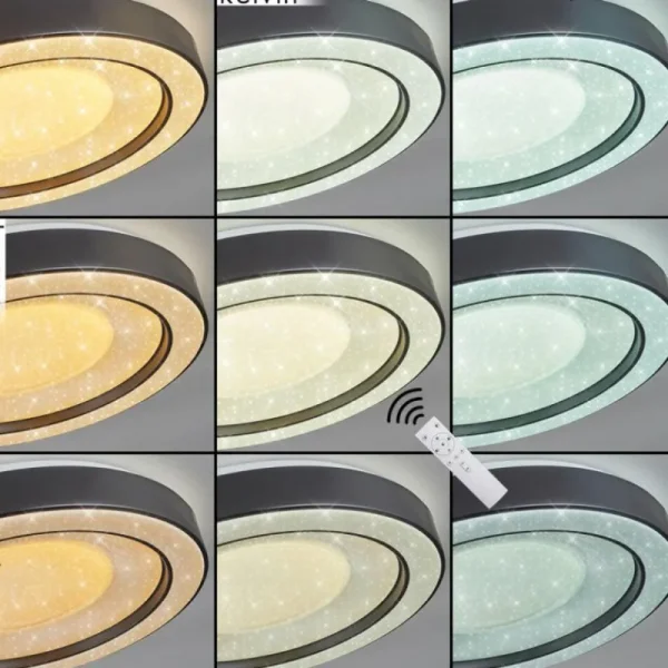 hofstein Plafonnier Zeballos LED Blanc, 1 lumière, Télécommandes, Changeur de couleurs* Lampes Modernes