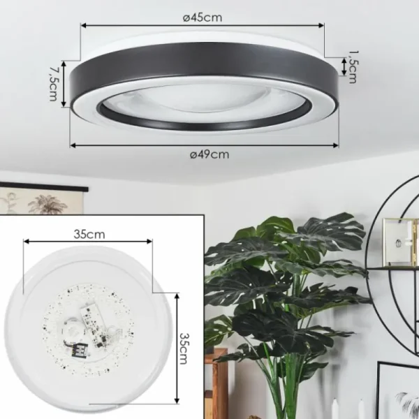 hofstein Plafonnier Zeballos LED Blanc, 1 lumière, Télécommandes, Changeur de couleurs* Lampes Modernes