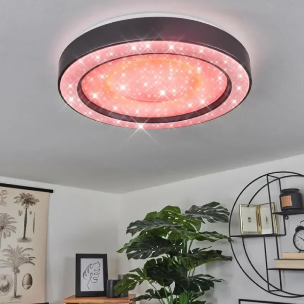 hofstein Plafonnier Zeballos LED Blanc, 1 lumière, Télécommandes, Changeur de couleurs* Lampes Modernes