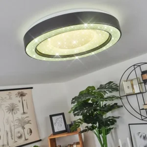 hofstein Plafonnier Zeballos LED Blanc, 1 lumière, Télécommandes, Changeur de couleurs* Lampes Modernes