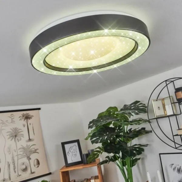 hofstein Plafonnier Zeballos LED Blanc, 1 lumière, Télécommandes, Changeur de couleurs* Lampes Modernes