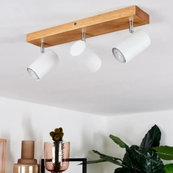 hofstein Plafonnier Zuoz Bois clair, 3 lumières* Lampes Modernes