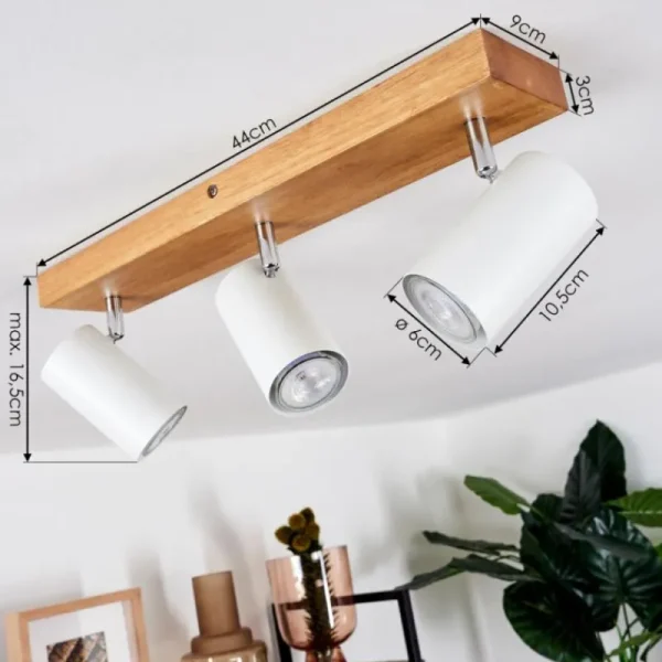 hofstein Plafonnier Zuoz Bois clair, 3 lumières* Lampes Modernes