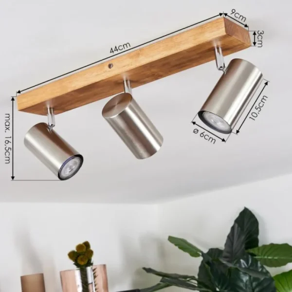 hofstein Plafonnier Zuoz Bois clair, 3 lumières* Lampes Modernes
