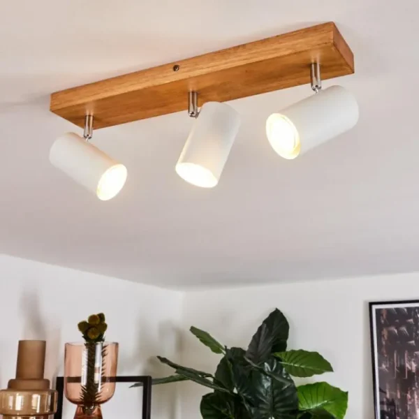 hofstein Plafonnier Zuoz Bois clair, 3 lumières* Lampes Modernes