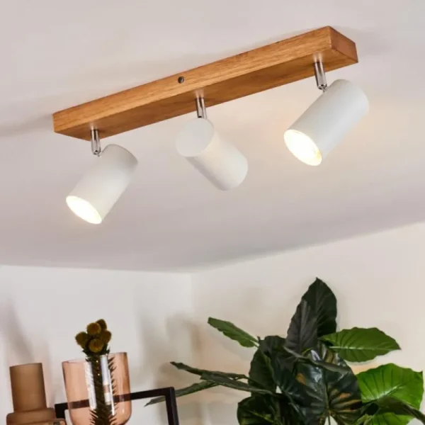 hofstein Plafonnier Zuoz Bois clair, 3 lumières* Lampes Modernes