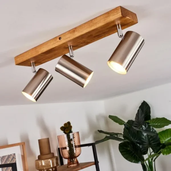 hofstein Plafonnier Zuoz Bois clair, 3 lumières* Lampes Modernes