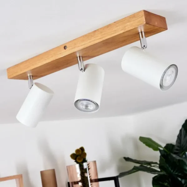 hofstein Plafonnier Zuoz Bois clair, 3 lumières* Lampes Modernes