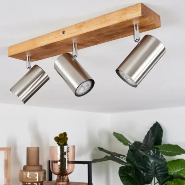 hofstein Plafonnier Zuoz Bois clair, 3 lumières* Lampes Modernes