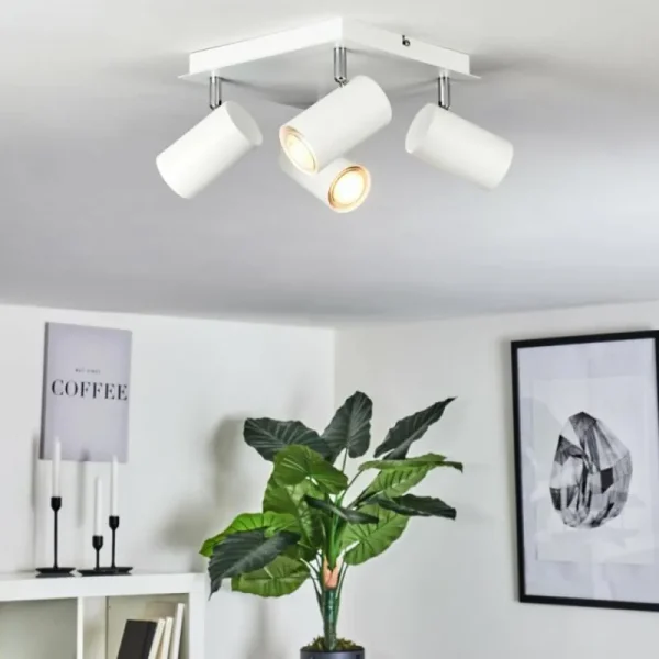 hofstein Plafonnier Zuoz Chrome, Blanc, 4 lumières* Lampes Modernes