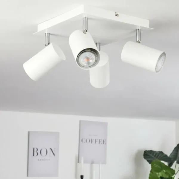 hofstein Plafonnier Zuoz Chrome, Blanc, 4 lumières* Lampes Modernes