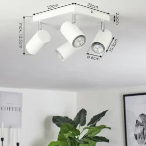 hofstein Plafonnier Zuoz Chrome, Blanc, 4 lumières* Lampes Modernes